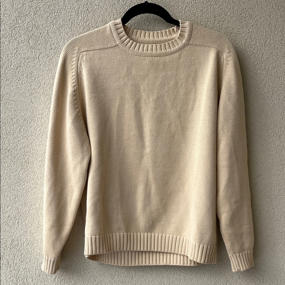 Vintage Lands' End Cotton Crewneck Sweater - Cream